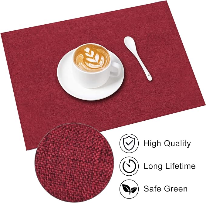 Cloth Placemats Set of 6, Cotton Linen Blend Machine Washable Durable Linen - Image 6