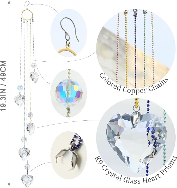 Crystals Heart Prisms Suncatcher Hanging Ornament Rainbow Maker - Image 2