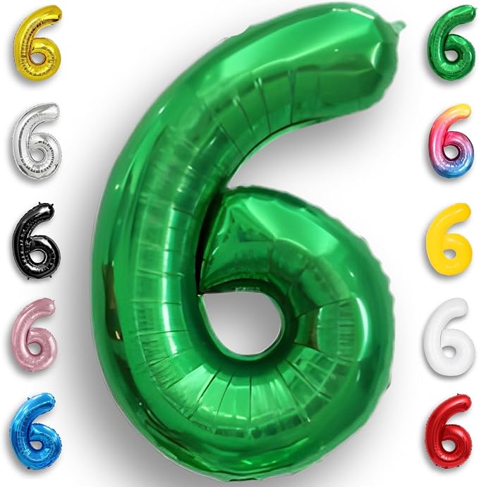 Green Number Balloon 6 Mylar Foil Balloons 32 inch by Unknown