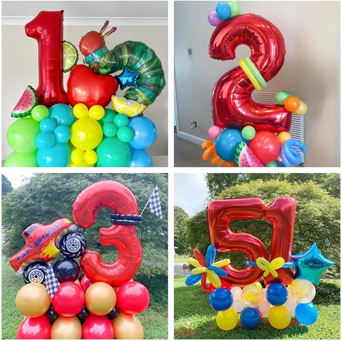 Red 9 Number Balloons, 40 Inch 9 Balloons Foil Mylar Helium Big Red 9 Balloon - Image 5