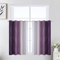 Purple and Greyish White Ombre Short Blackout Kitchen Curtains 36 Inch Long by ESTELARTEXTILER
