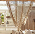Macrame Curtain White Handmade Boho Room Divider Window Yarn 59"W*75"L | Cotton by FLBER