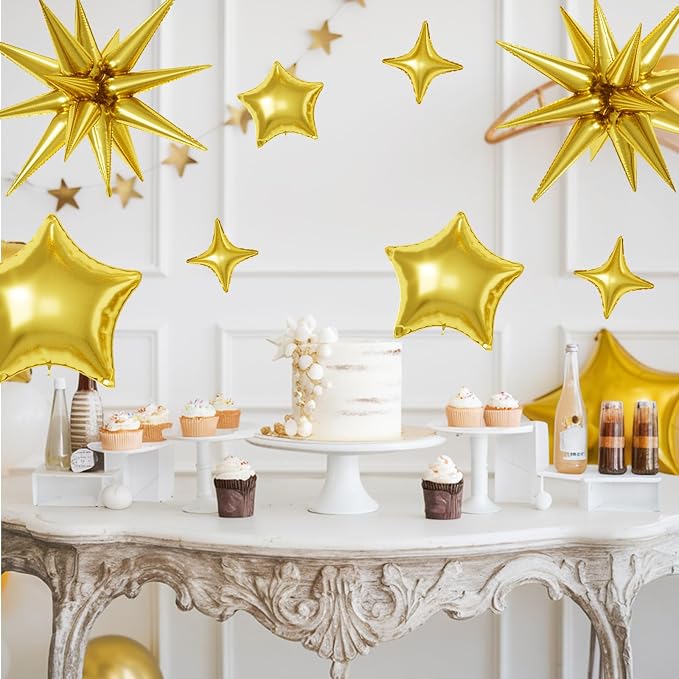 Gold Star Balloons, 22/18/10 Inch Foil Balloons, Four-Pointed Balloon - Image 5