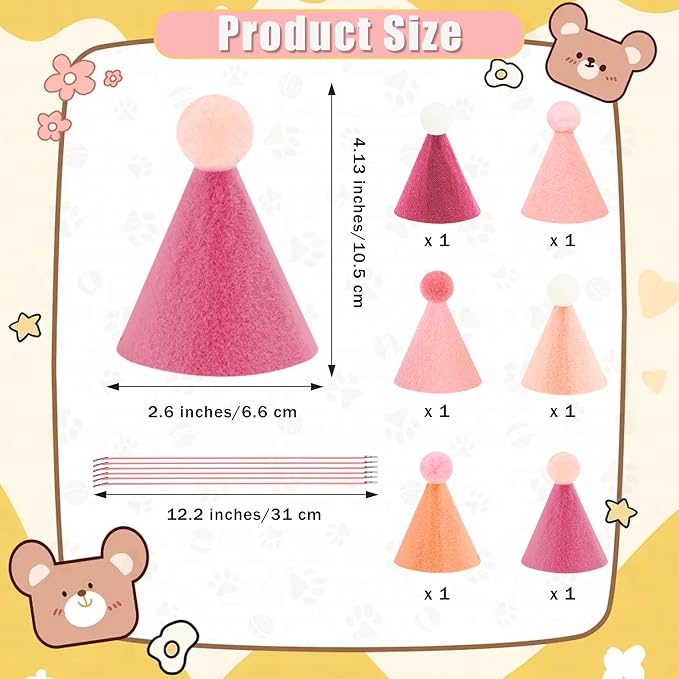 CANREVEL Mini Party Hats for Stuffed Animals Headwear, Birthday Hats - Image 2