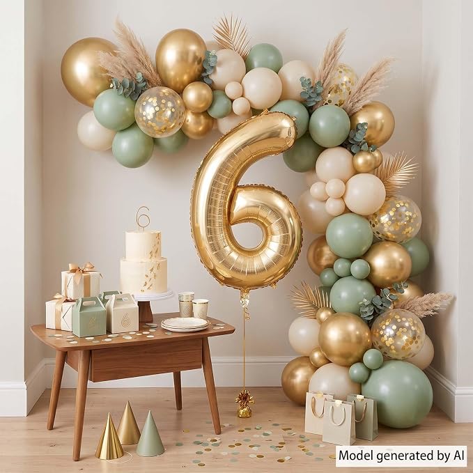 White Gold Number 6 Balloon 40 Inch, Metallic Foil Digit - Image 7