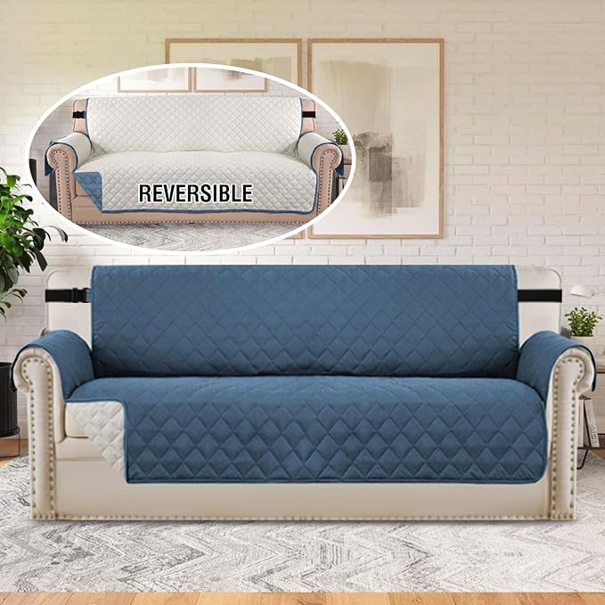 H.VERSAILTEX Sofa Slipcover Reversible Sofa Cover Seat Width Up to 78" Water - Image 3