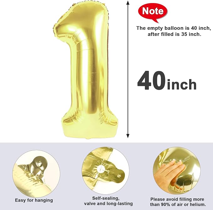 1 Balloon Number 40 Inch Light Gold Balloons - Image 5