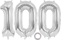 Silver Number 100 Balloon, 40 Inch Foil Helium Number Balloons, 100th Birthday by AIQINHU