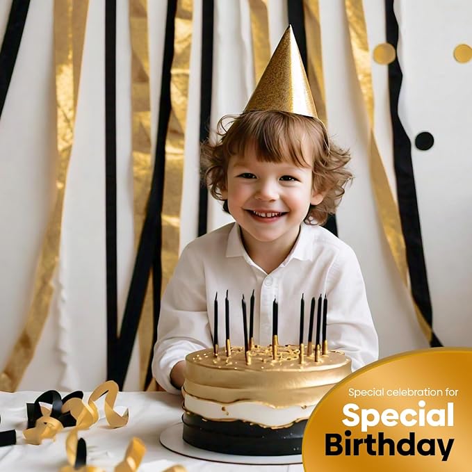 4 Gold Black Crepe Paper Streamers, 328ft Pack of Party Decorations | Each roll - Image 6