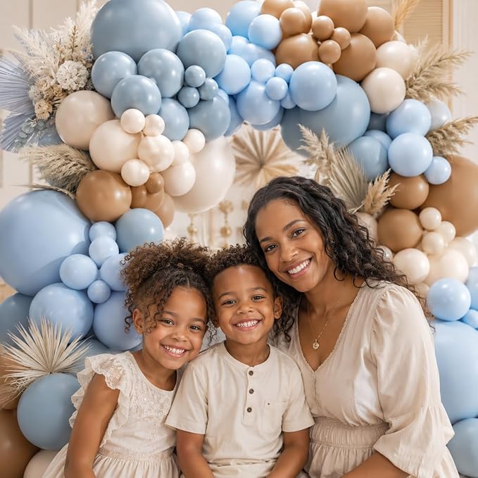 360Pcs Dusty Blue and Brown Balloons Garland Arch Kit - Image 6