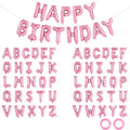 65 Pcs Pink Happy Birthday Balloons, 2 Sets A-Z Pink Letters Foil Balloons by Unknown
