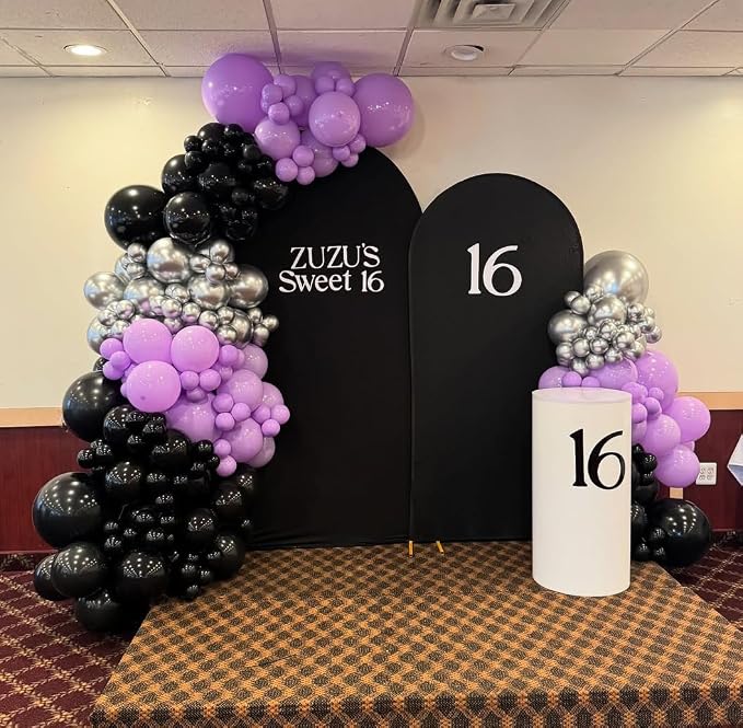Purple and Black Balloon Arch Garland Kit 153pcs - Image 5