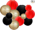 ZOOYOO Red Black Gold Paper Lanterns, Christmas Round Hanging Paper Lanterns by ZOOYOO