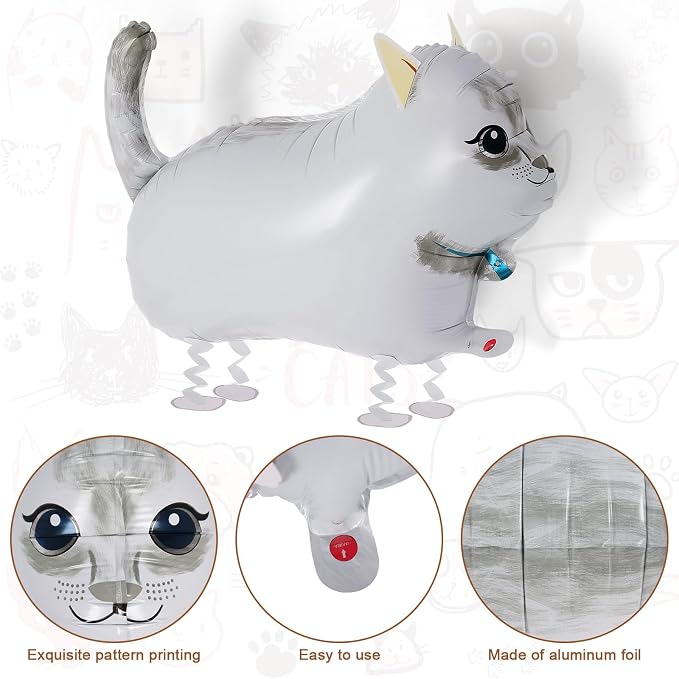 4 Pcs Walking Cat Balloons, Cat Balloons, Walking Animal Foil Mylar Balloon - Image 5