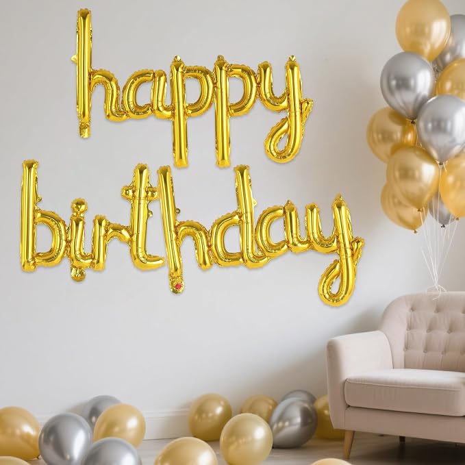 Happy Birthday Balloons Banner Foil Letters Balloons Connected, Personalized - Image 3