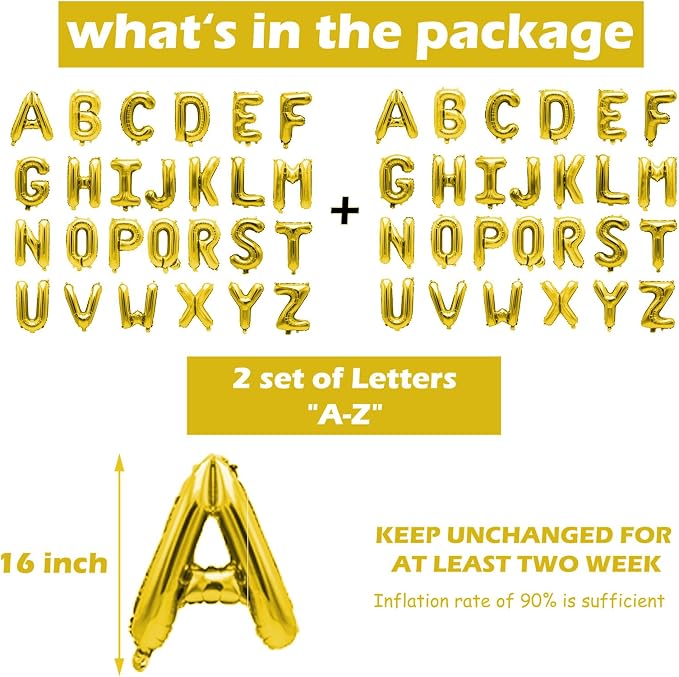 52 Pcs Gold Letter Balloons, Custom 2 Set A-Z Set - Image 3
