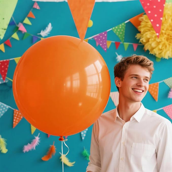 Orange Big Balloons 32pcs, 18 Inch Large Latex Giant Heavy Duty Balloons - Image 6