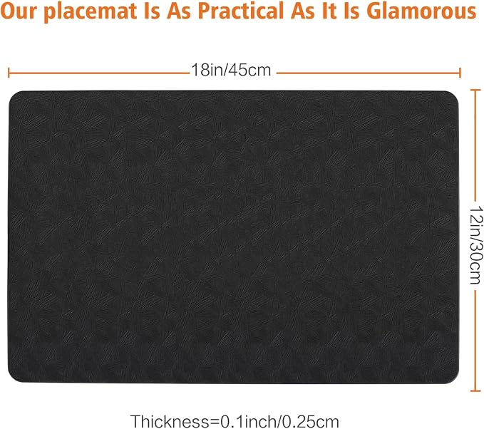 Vinyl Placemats Set of 8 Heat Resistant Easy Clean Non-Slip Place Mats - Image 3