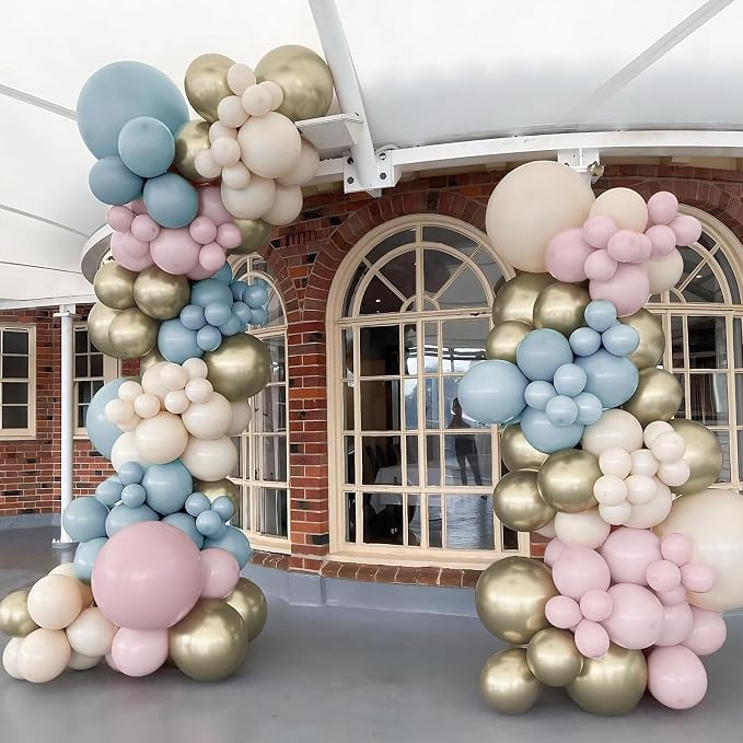 Gender Reveal Balloon Arch Kit, Metallic Gold Sand White Balloons - Image 5