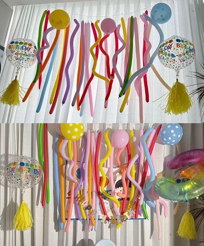Hot Pink Long Balloons - Image 3