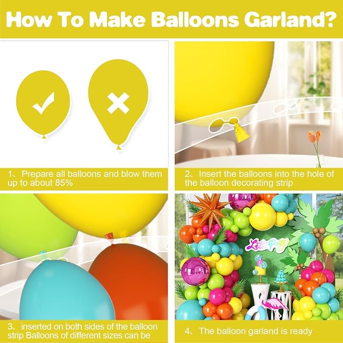 Tropical Balloon Arch Kit, Hot Pink Orange Yellow Green Teal Blue Tropical - Image 8