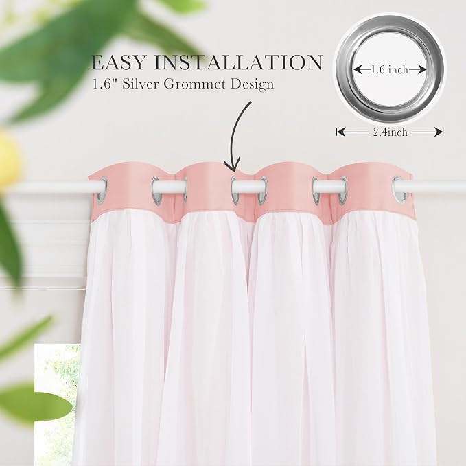 PONY DANCE Nursery Curtains Pink, 52 x 84 inches, Rose Blush, 2 Panels | - Image 8