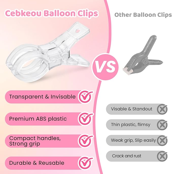 20 Pack Balloon Arch Clips, 3.5 Inch Plastic Transparent Clips - Image 6