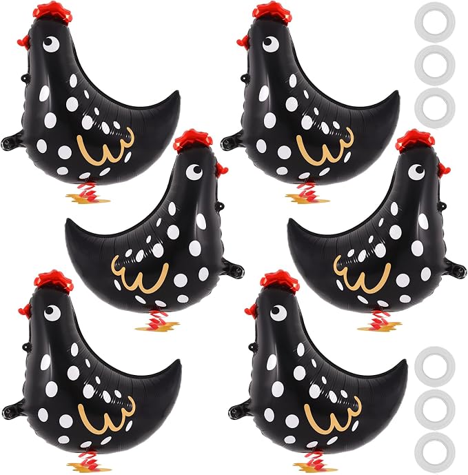 6 Pcs Walking Chicken Balloons, 20 Inch Chickens Foil Balloons by KINYFY