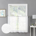 Tollpiz White Leaf Sheer Tier Curtains Leaves Embroidered Kitchen Short Curtain by Tollpiz