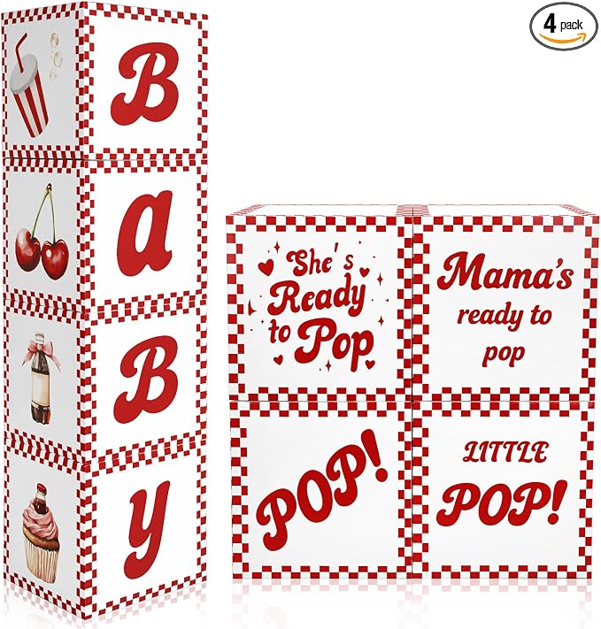 4 Pcs She's Ready to Pop Baby Shower Decorations Balloon Box BABY Pink Balloon by Unknown
