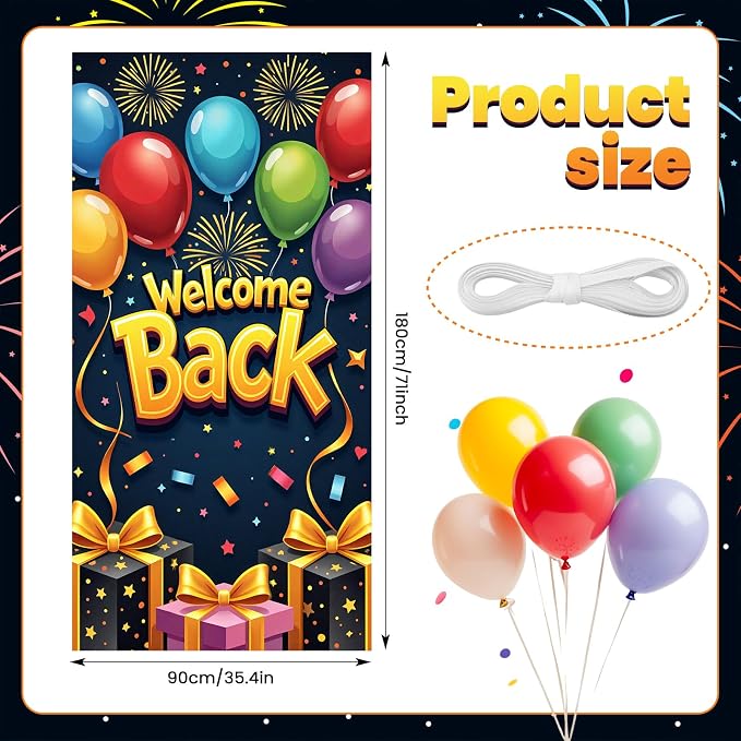 6x3ft Welcome Back Door Cover Banner Decorations Welcome Home Door Banner - Image 6