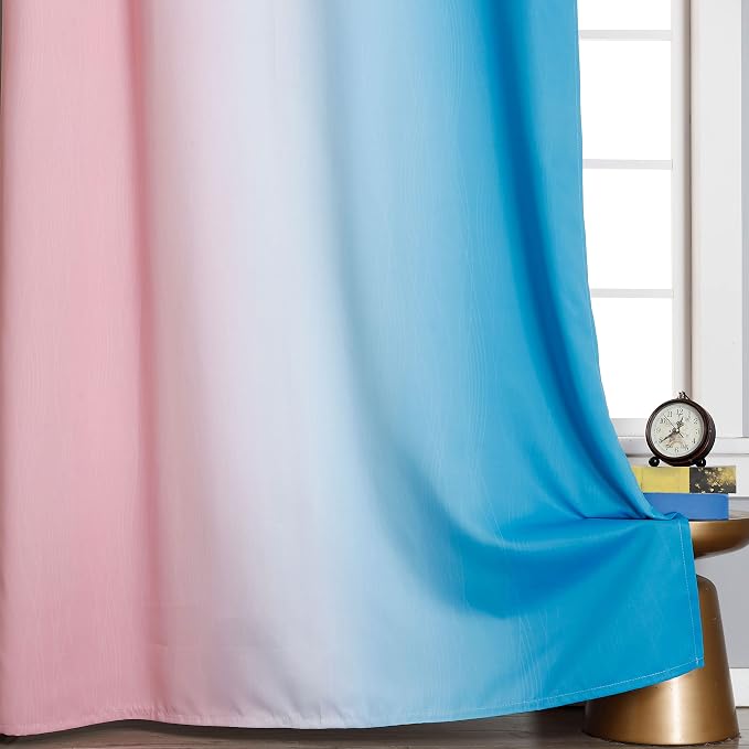 Ombre Pink and Blue Blackout Curtains 45 Inches Long, Full Light Blocking - Image 6