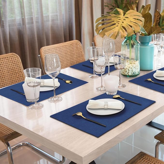Cloth Placemats Set of 6, Cotton Linen Blend Place Mats, Double Layered - Image 3