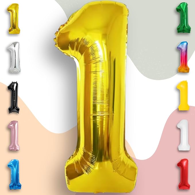 Gold Number Balloon 1 Mylar Foil Balloons 16 inch - Image 5