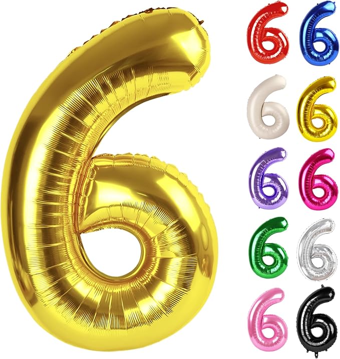 Gold Number 6 Balloon 40 Inch by IWERP