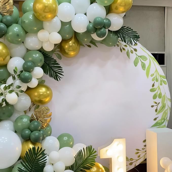Sage Green Balloons, Sage Balloons Retro White Pearl Light Green Balloon - Image 4