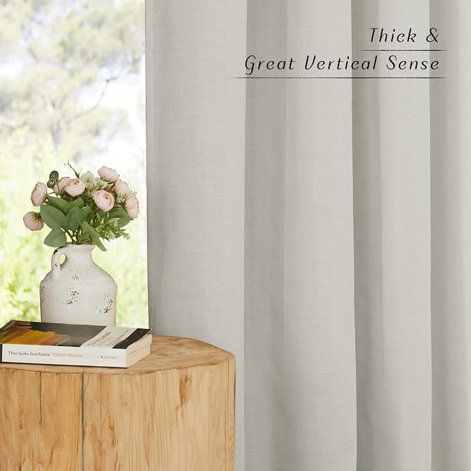 NICETOWN Thick Linen Gray Curtains 63 inches Long, Eyelet Top Privacy Assured - Image 3