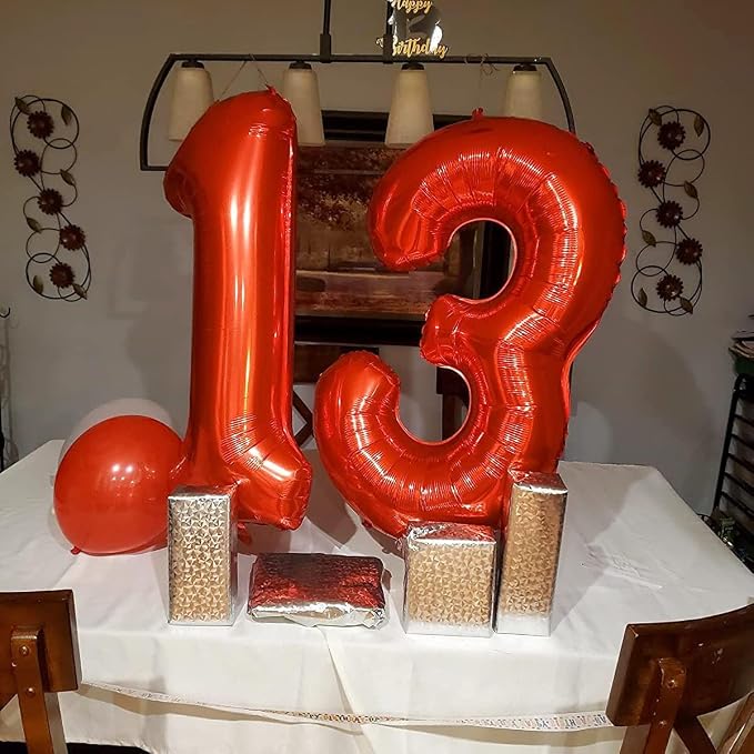 40 Inch Red Number 3 Balloon Large Red Foil Balloon Red 3 Balloons Mylar Helium - Image 6