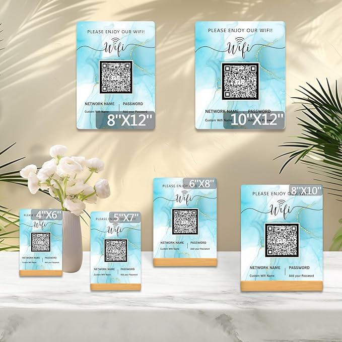 Personalized Custom Metal QR Code Sign Venmo Cashapp Scan to Pay with Stand Instagram Facebook Social Media QR Signs Bar Code QR Plaque Print for Business Salon Beauty Store Restaurant Wifi Sign (W4)