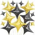 Black Gold Star Balloons, 26 Inch and 10 Inch Gold Stars Shaped Balloon by BIAPIAN