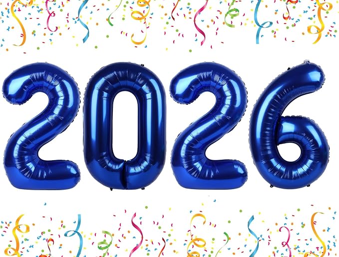 2026 Balloon Numbers Party Decorations, 40In Navy Blue Balloons | Eye-catching by Mluchee
