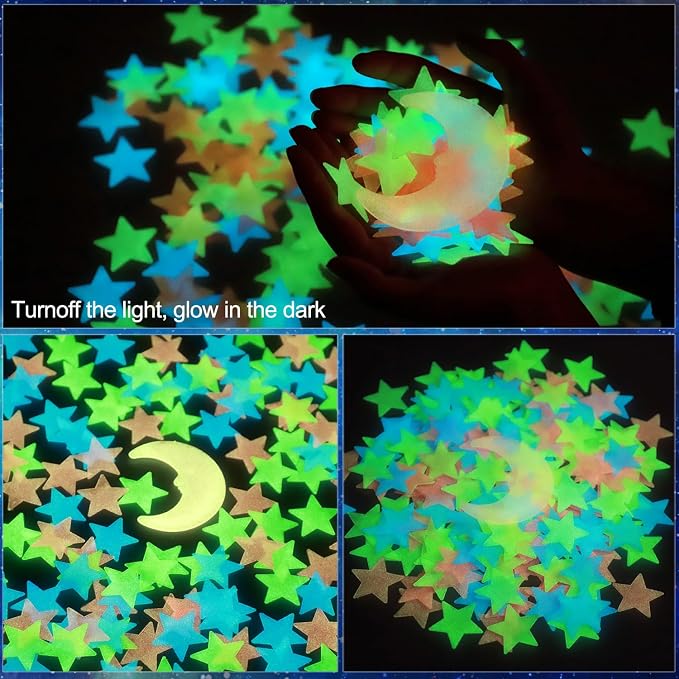 AM AMAONM Glow in The Dark Luminous Stars Fluorescent Noctilucent Plastic Moon - Image 3