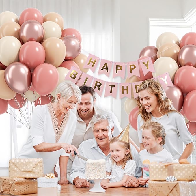 60pcs Dusty Pink Balloons, Blush Pink Dusty Rose Nude Ivory White Metallic Rose - Image 5