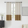 BULBUL Color Block Window Curtains Panels 63 inches Long Cream Ivory Gold by ModernShinyVelvetCurtains