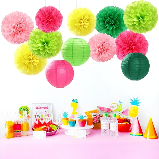 Hawaiian-Summer Pool Party-Decorations Paper-Flowers Lanterns - Image 4