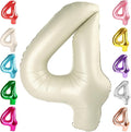 Number 4 Balloons Birthday Decorations, 40In Cream Balloons by Mluchee