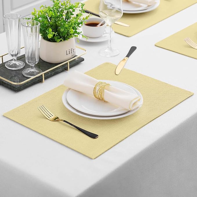 Homaxy Cloths Placemats for Dining Table Set of 4, Lemon Yellow | Heat Resistant - Image 6