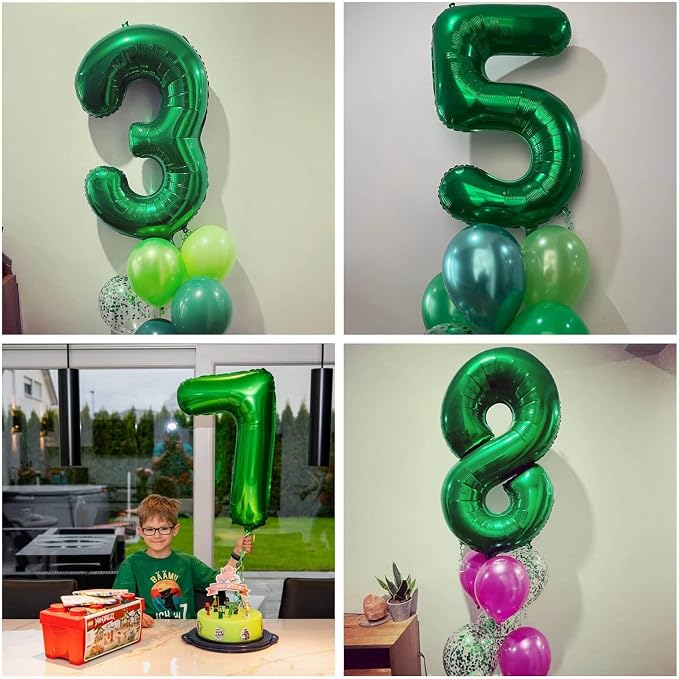 Number 40 Dark Green Balloons 40 Inch Giant Green 40 Numer Foil Helium Balloons - Image 4