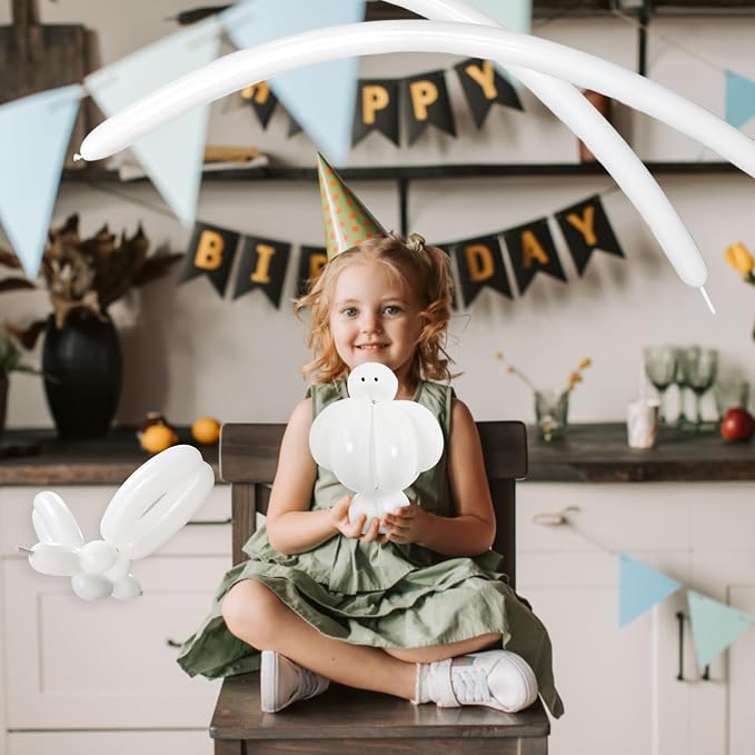 100Pcs White 260 Balloons, Skinny Long Balloon - Image 7