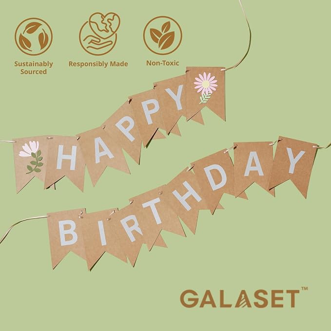 Wildflower Birthday Banner, Pre-Strung Floral Party Decorations - Image 4